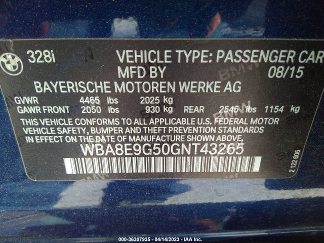 BMW 3 Series 328i 2016 WBA8E9G50GNT43265 Image 9