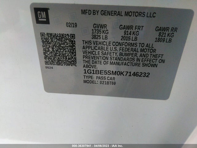 Chevrolet CRUZE LT 2019 1G1BE5SM0K7146232 Image 10