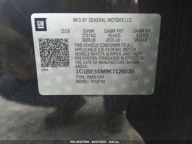 Chevrolet CRUZE LT 2019 1G1BE5SM9K7126030 Image 10