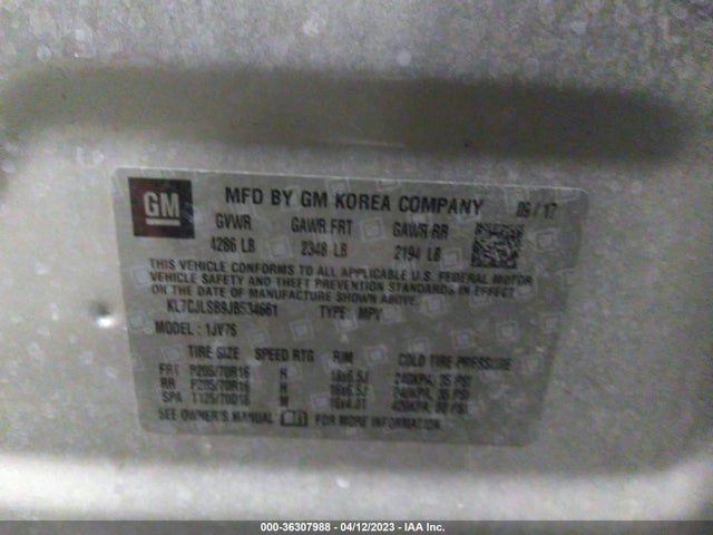 Chevrolet Trax Lt 2018 KL7CJLSB9JB534661 Image 9