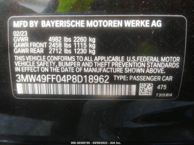 3MW49FF04P8D18962 BMW 3 Series M340i Xdrive