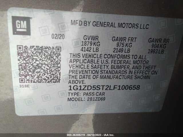 Chevrolet MALIBU LT 2020 1G1ZD5ST2LF100658 Image 9