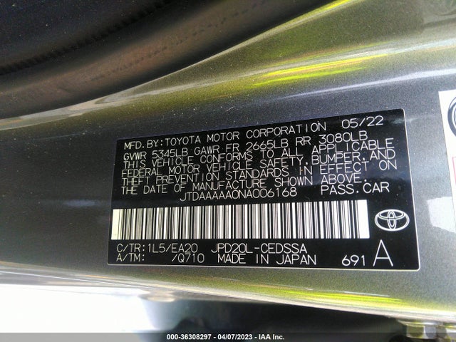 2022 Toyota Mirai, VIN: JTDAAAAA0NA006168