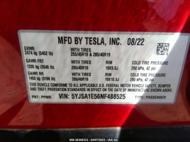 5YJSA1E56NF488525 Tesla MODEL S