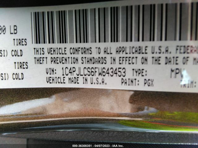 1C4PJLCS6FW643453 Jeep Cherokee Latitude
