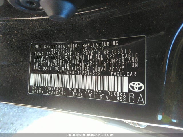 Toyota Corolla L/le/s/s Plus/le Plus 2016 5YFBURHE1GP544539 Image 10