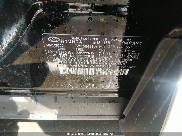 2022 Hyundai Santa Fe, VIN: KM8S7DA27NU046349
