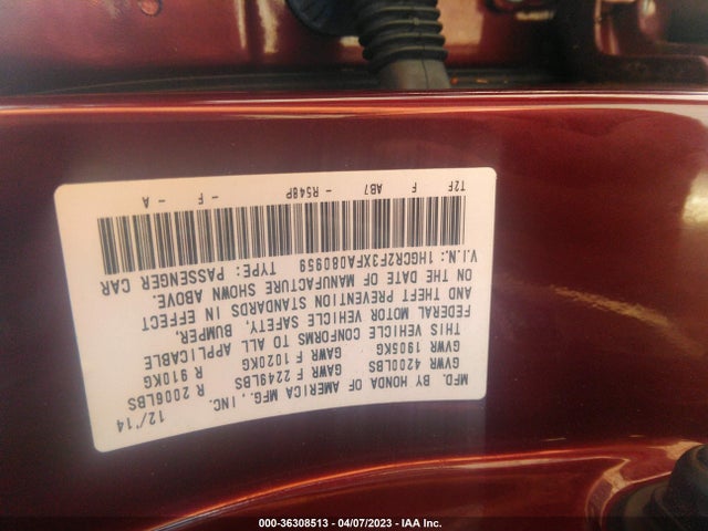 Honda Accord Sedan Lx 2015 1HGCR2F3XFA080959 Image 9