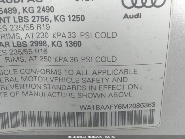 WA1BAAFY6M2086363 Audi Q5 Premium Plus