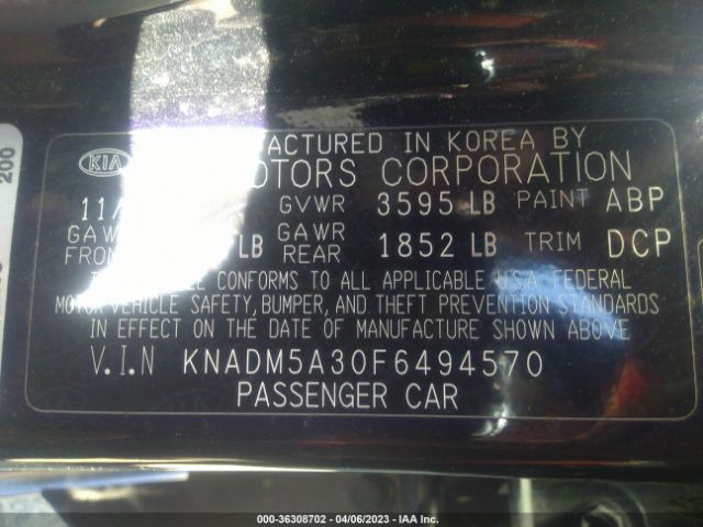 KNADM5A30F6494570 KIA RIO LX