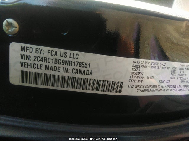2C4RC1BG9NR178551 Chrysler Pacifica Touring L