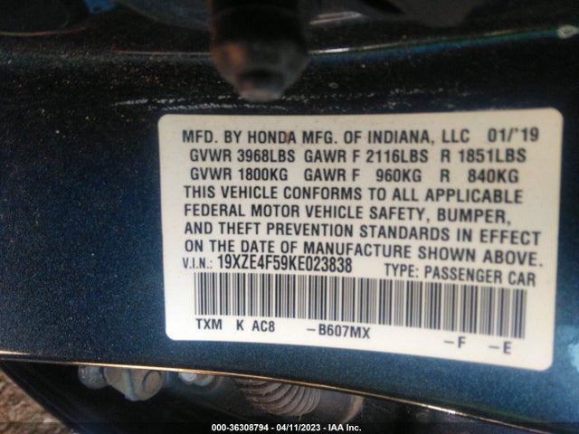 Honda INSIGHT EX 2019 19XZE4F59KE023838 Image 11