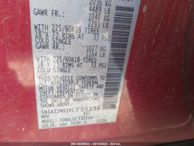 5N1AT2MT2FC755116 Nissan Rogue Sl