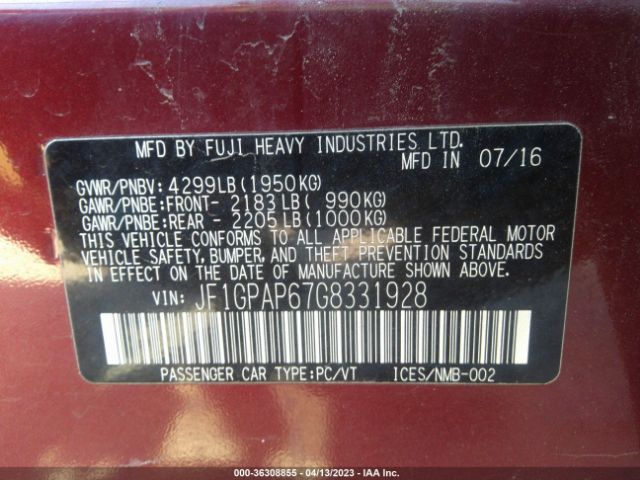 JF1GPAP67G8331928 Subaru Impreza Wagon 2.0i Sport Premium