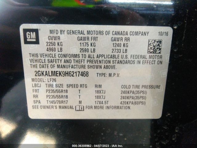 2GKALMEK9H6217468 GMC Terrain Sle