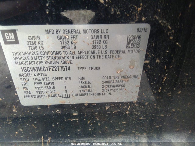 Chevrolet Silverado 1500 Lt 2015 1GCVKREC1FZ277574 Image 9