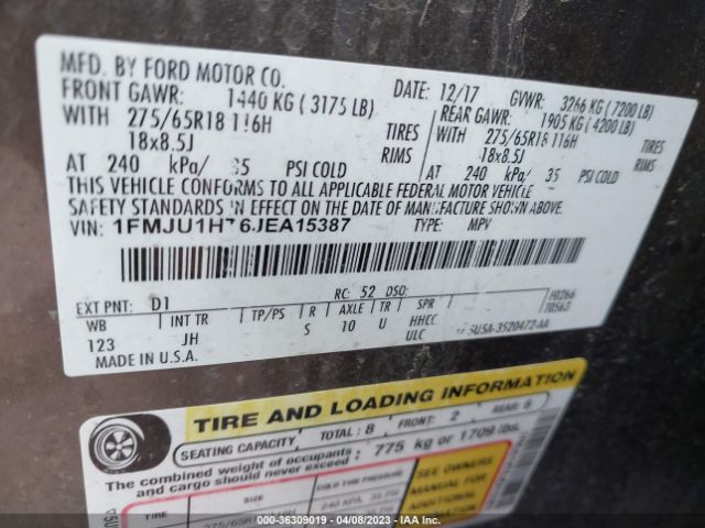 1FMJU1HT6JEA15387 Ford Expedition Xlt