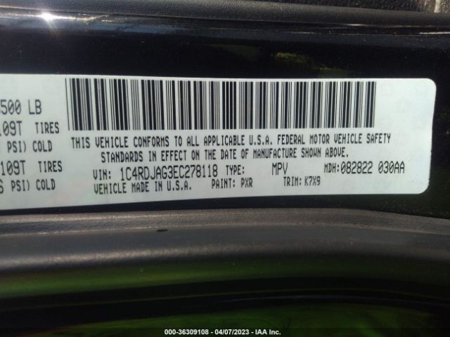 1C4RDJAG3EC278118 Dodge Durango Sxt