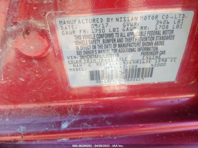 3N1CN7AP0JL820119 Nissan Versa Sedan S Plus