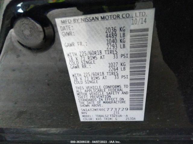 5N1AT2MT4FC773729 Nissan Rogue Sl
