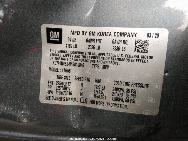 Chevrolet Trailblazer Ls 2021 KL79MMS24MB010846 Image 9