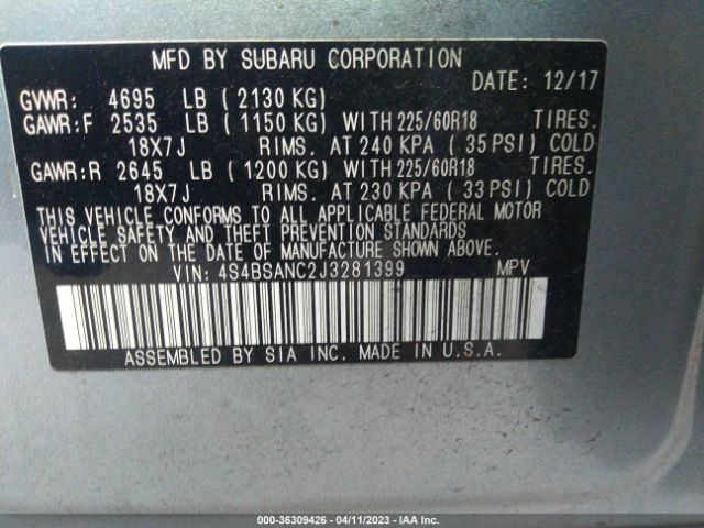 4S4BSANC2J3281399 Subaru Outback Limited