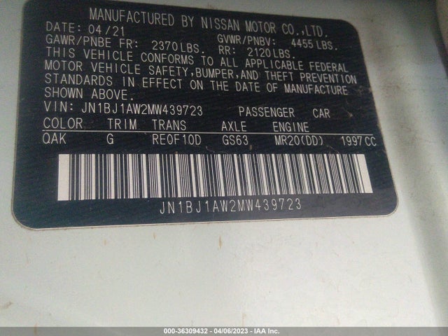 2021 NISSAN ROGUE SPORT S VIN: JN1BJ1AW2MW439723