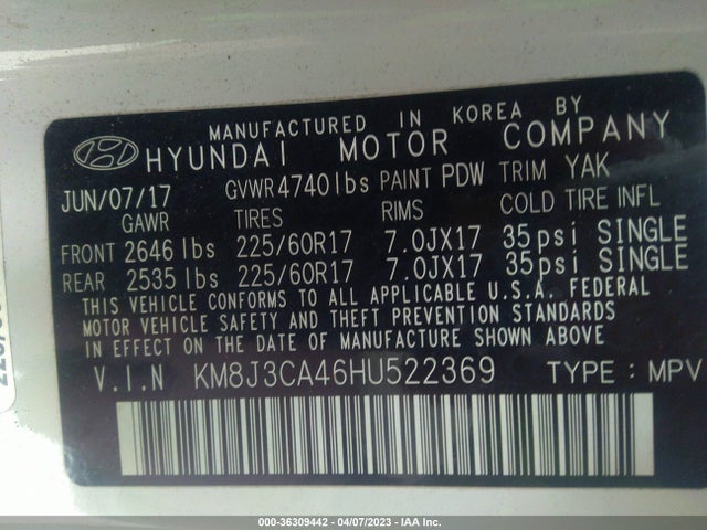 Hyundai Tucson Se Plus 2017 KM8J3CA46HU522369 Image 9