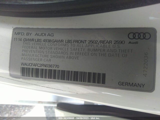 WAUCFAFC2FN036770 Audi A6 2.0t Premium