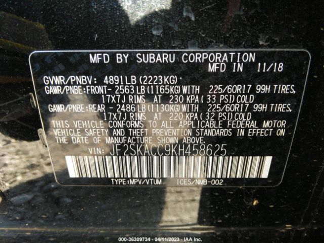 JF2SKACC9KH458625 Subaru FORESTER