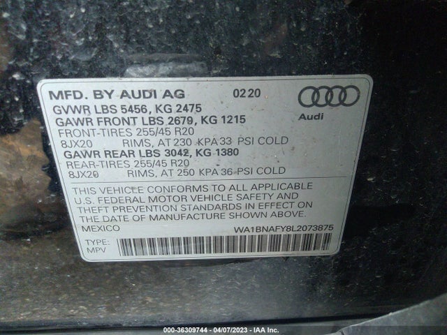 WA1BNAFY8L2073875 Audi Q5 Premium Plus