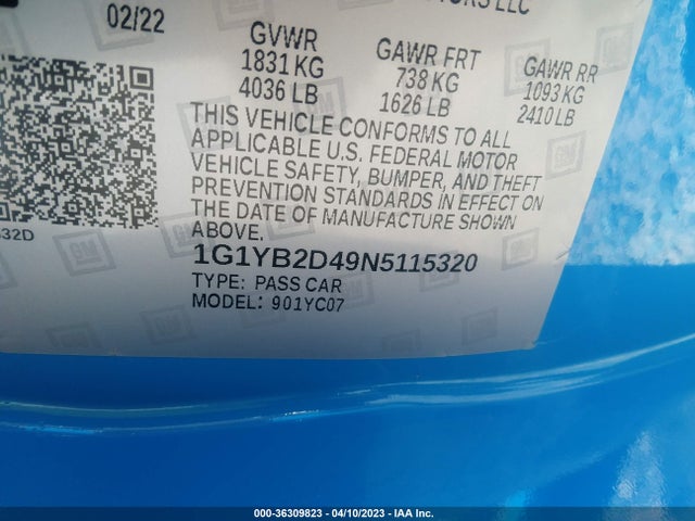 Chevrolet Corvette 2lt 2022 1G1YB2D49N5115320 Image 11