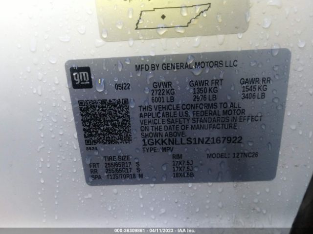 1GKKNLLS1NZ167922 GMC Acadia At4