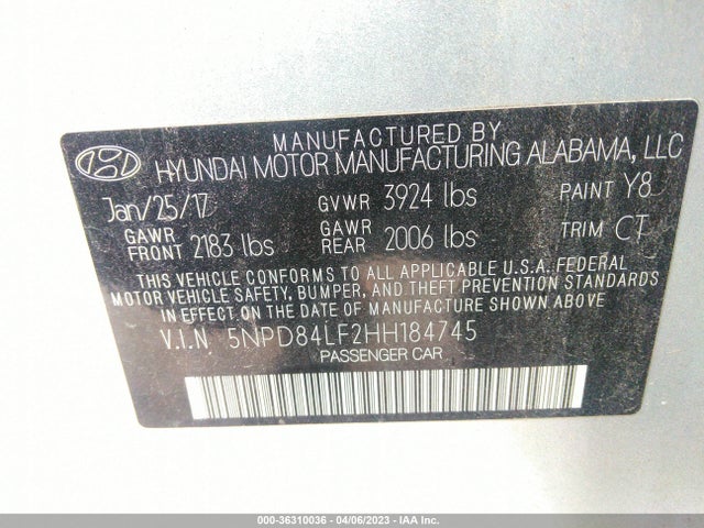 Hyundai Elantra Value Edition 2017 5NPD84LF2HH184745 Image 10