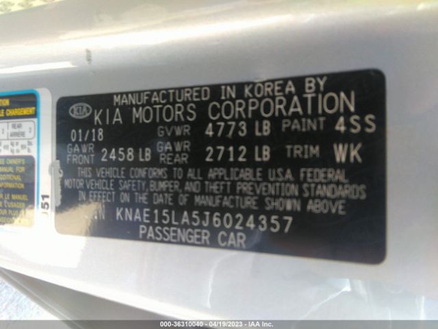 KNAE15LA5J6024357 KIA Stinger Base