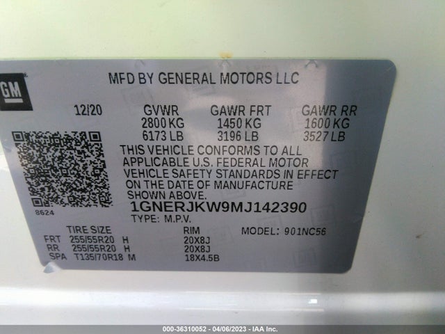 Chevrolet Traverse Rs 2021 1GNERJKW9MJ142390 Image 9