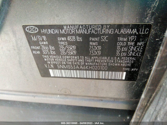 Hyundai Santa Fe Ultimate 2019 5NMS53AA6KH020100 Image 9
