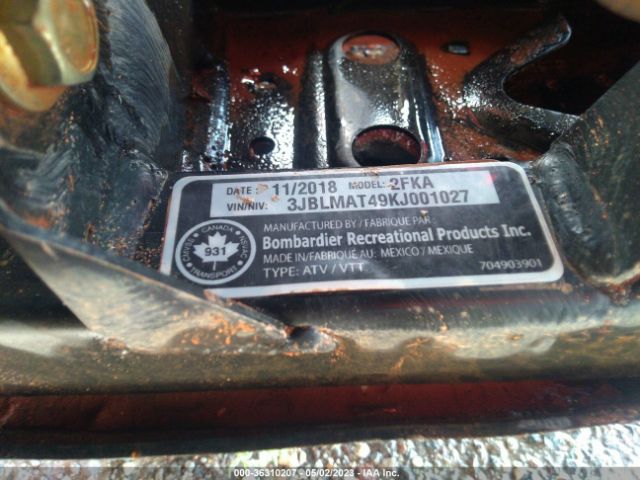 2019 CAN-AM OUTLANDER MAX 3JBLMAT49KJ001027 Photo 9