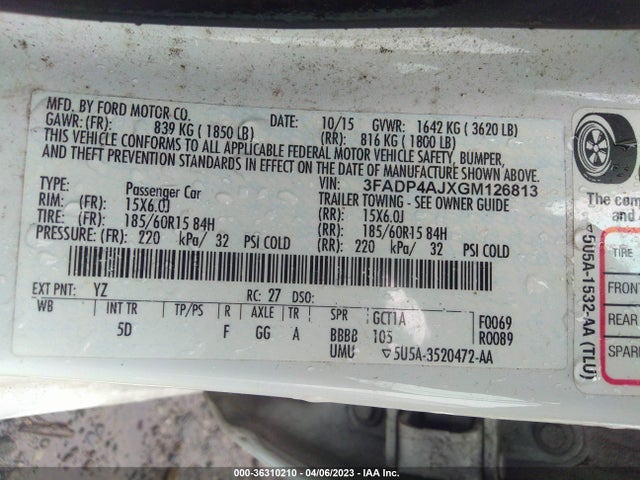 Ford FIESTA S 2016 3FADP4AJXGM126813 Image 10