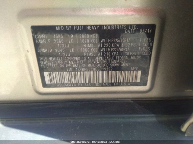 4S4BRBLC8E3319292 Subaru Outback 2.5i Limited