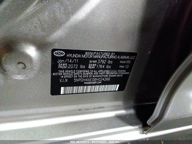 2011 HYUNDAI ELANTRA GLS VIN: 5NPDH4AE0BH024266