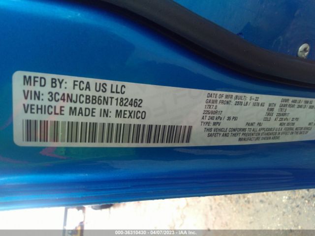3C4NJCBB6NT182462 Jeep Compass Latitude