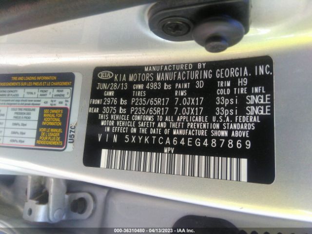 5XYKTCA64EG487869 KIA SORENTO LX