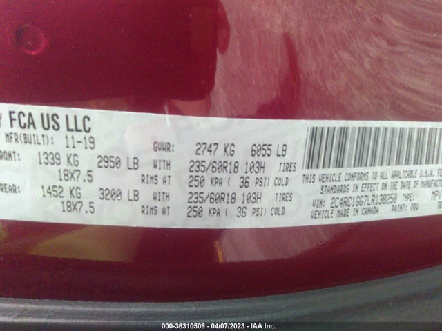 2C4RC1GG7LR138250 Chrysler Pacifica Limited