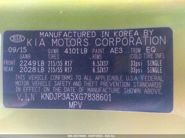 KNDJP3A5XG7838601 KIA SOUL +