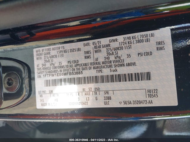 Ford F-150 Xl/xlt/lariat 2021 1FTFW1E86MFB53885 Image 9