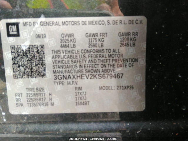 Chevrolet EQUINOX LS 2019 3GNAXHEV2KS679467 Image 10
