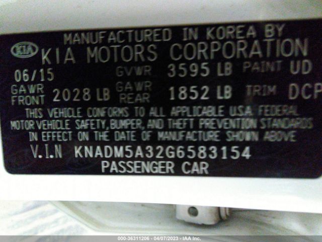 KNADM5A32G6583154 KIA RIO LX