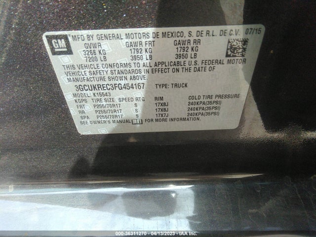 Chevrolet Silverado 1500 Lt 2015 3GCUKREC3FG454167 Image 9