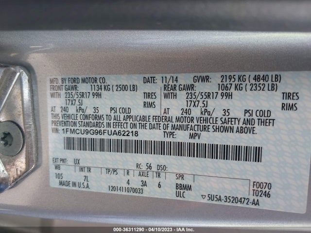 Ford ESCAPE SE 2015 1FMCU9G96FUA62218 Image 10